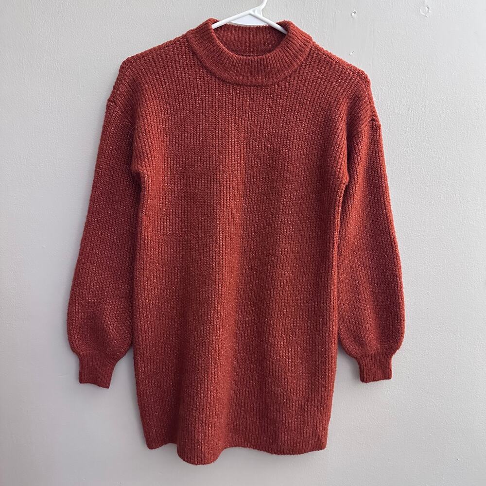 Cupcakes and Cashmere Mock Neck Balloon Sleeve Sweater Preppy Casual Wool Blend